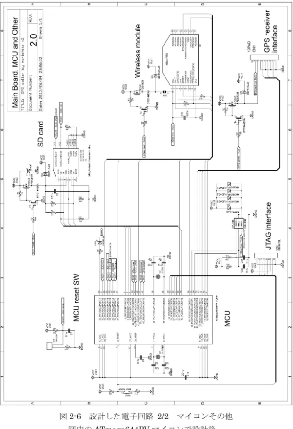 図 2-6  設計した電子回路  2/2  マイコンその他 