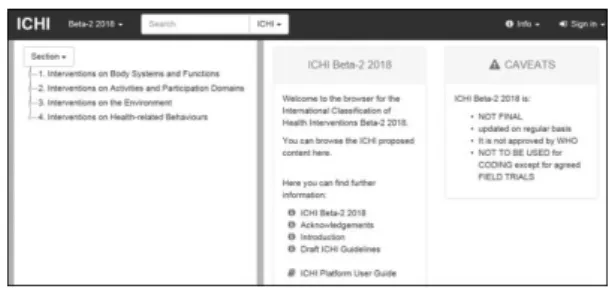 表 1 ： ICHI Platform ： ICHI Beta-2 2018 がオン ライン上のブラウザに公表