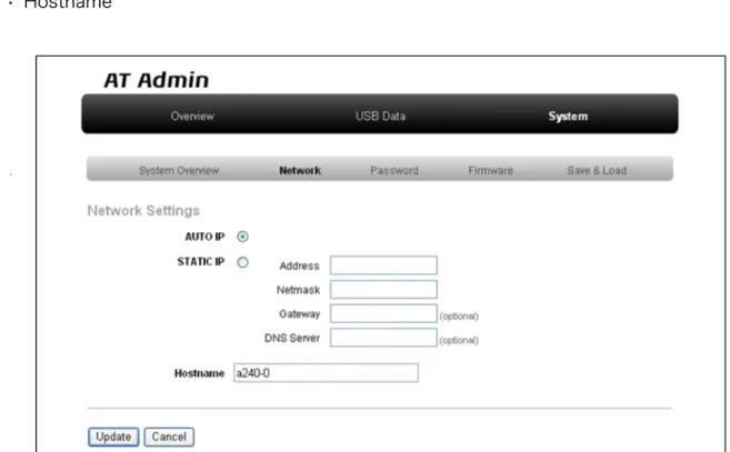 図 5.5 AT Admin: System - Network
