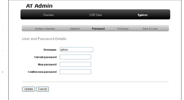 図 5.7 AT Admin: System - Password 5.5.3.1. User and Password Details