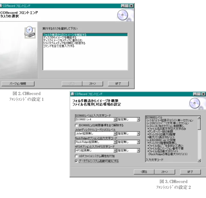 図 2.CDRecord  ﾌﾛﾝﾄｴﾝﾄﾞの設定 1 