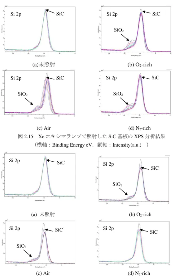 図 2.15  Xe エキシマランプで照射した SiC 基板の XPS 分析結果 