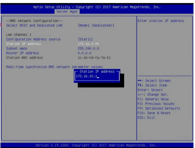 図　 マネージメント LAN 設定 ◇管理者権限のあるユーザーの作成 次に、 「 172.16.10.1」(esxi1)となるサーバの BMC のリモートマネジメントで管理者権限のあ るユーザーを作成します。手順については、 「 BMC/CMC 管理コンソール ユーザーズガイ ド」の「5