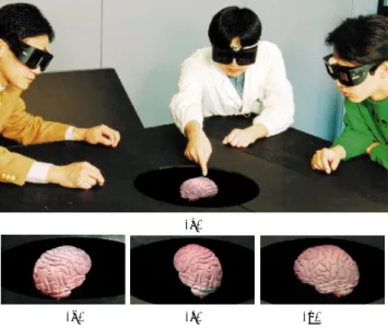 図 7 脳の画像を四人で観察している様子