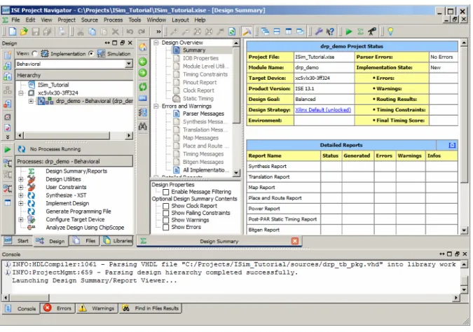 図  2-3 : ISE Project Navigator  のデザイ ン サマ リ