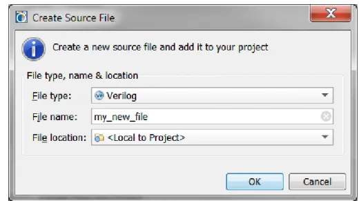 図 14 : [Create Source File] ダイアログ ボックス  4.  [File name] ボックスに「my_new_file」と入力し、[OK] をクリックします。  5