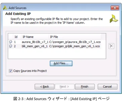 図 2-3 : Add Sources ウ ィ ザー ド  : [Add Existing IP] ページ