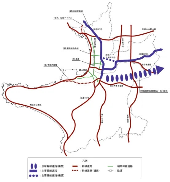 図 2-3  道路・交通体系整備の構想・方針図（将来道路網） 