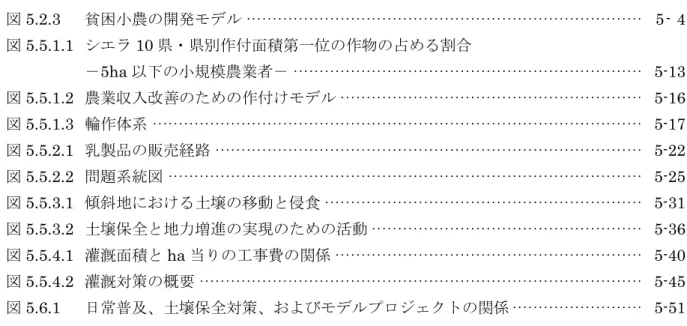 図 5.2.3  貧困小農の開発モデル ············································································  5- 4  図 5.5.1.1  シエラ 10 県・県別作付面積第一位の作物の占める割合    －5ha 以下の小規模農業者－ ···································································  5-13  図 5.5.1.2  農業収入改善のた
