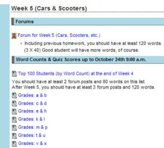 Figure 7. Example of Forum Entry After Week 11  During the English conversation course, students  apply their knowledge and comprehension of English as  a foreign language while exchanging ideas and opinions  with all AIT students taking the same course th