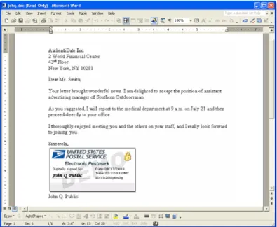 図  2.6-1  Microsoft Word 文書に EPM のタイムスタンプを付与した画面 