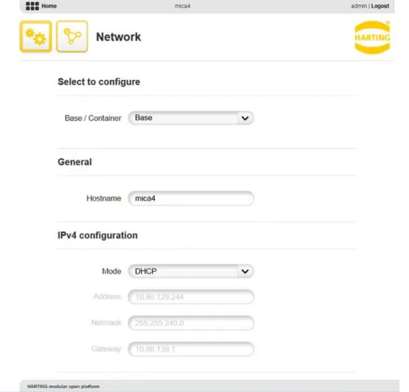 Figure 2: Configuration of the Network Settings
