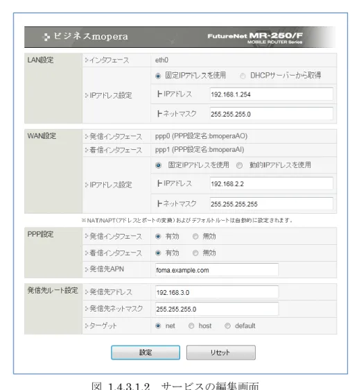 図  1.4.3.1.2  サービスの編集画面 