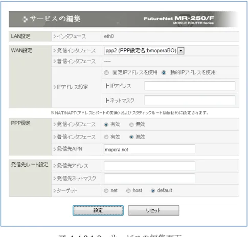 図  1.4.3.1.3  サービスの編集画面 