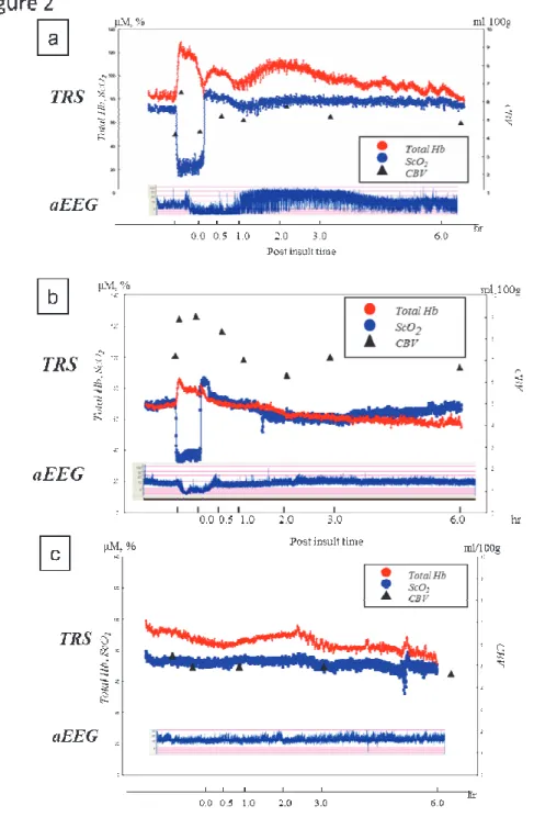 Figure 2. Typical patterns of TRS and aEEG throughout the experiment. 