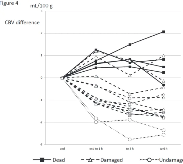 Figure 4. Changes in the CBV during the 6 hours after the end of insult. 