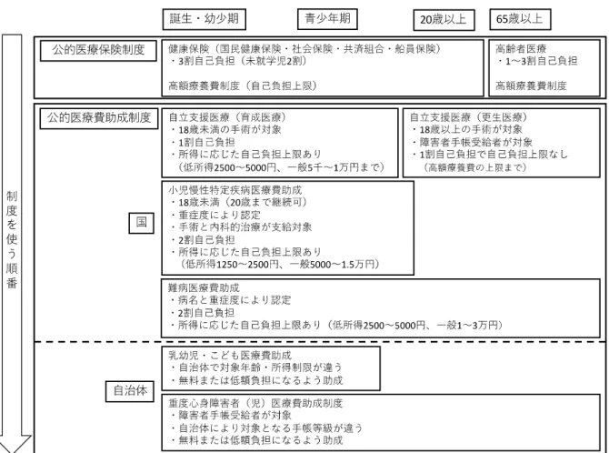 図 1  小児慢性特定疾病児童等が利用する主な制度マップ 