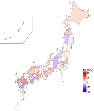 図表 13  2020年の延べ宿泊者数予測値（2017年対比・県別タイプ別変化） シナリオ1  日本人：標準―外国人：標準 