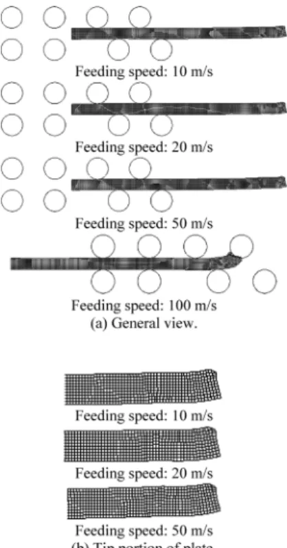 Fig. 5. Deformation patterns of 40 mm thick plate.