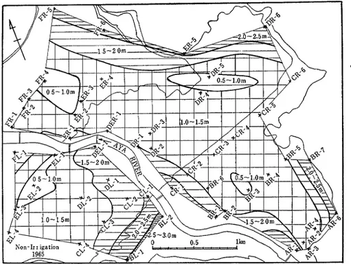 Fig.  14.  Water -table  isobath  map  based  on  pericdical  average,  non-irr igation  period  from  October  1964 to  May  1965