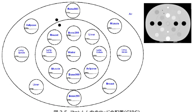 図 3.5  ファントム内のロッドの配置(CIRS) 