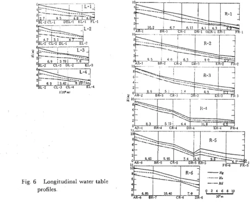 Fig. 6  Longitudinal  water  table  pr.ofiles 