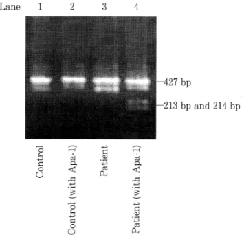 Figure 1. Mitochondrial mutation 3243 from adenine to gua- gua-nine was detected in white blood cells