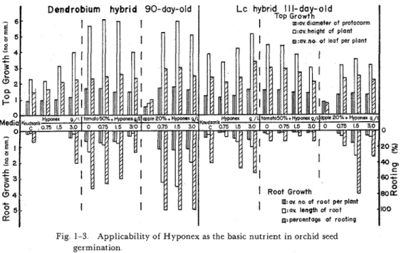 Fig  1-3  Applicability of  Hyponex as the basic nutrient  in orchid  seed  germination 