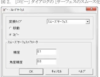 図 2.  [コピー] ダイアログの [サーフェスのスムーズ化] [サーフェスのスムーズ化] は、スムージングアルゴリズムを使用して欠点のあるサーフェスをスムーズにし、補正します。 図 3