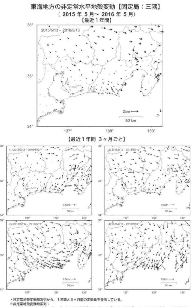 図 11  国土地理院 GNSS 観測結果による、東海地方の非定常水平地殻変動 
