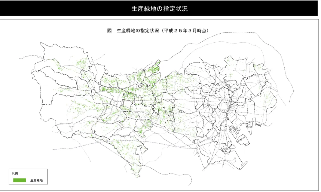 図  生産緑地の指定状況（平成２５年３月時点） 