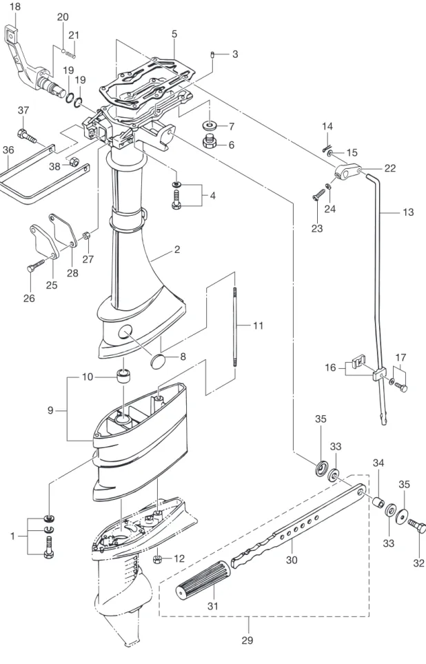 Fig.	6 DRIVE	SHAFT	HOUSING	・	TILLER	HANDLE	(M3.5B2) ドライブシャフトハウジング・ティラハンドル（M3.5B2）