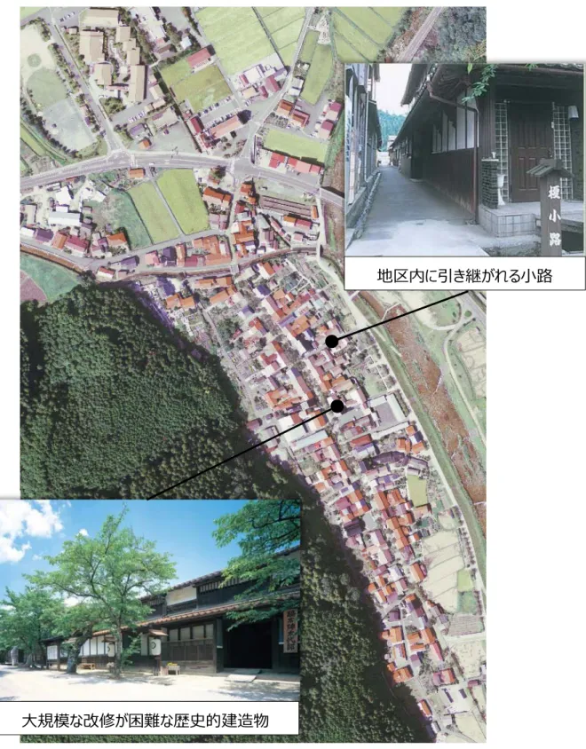 図表 37  木造家屋が連坦する地区の例（岡山県新庄村）