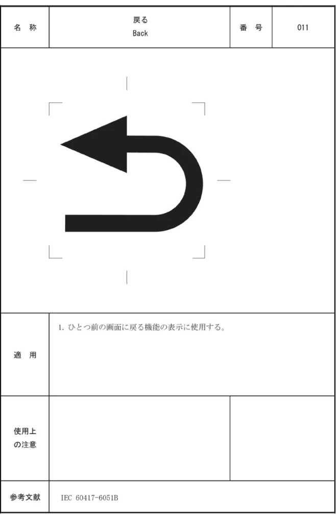 図 6  “戻る”の図記号 