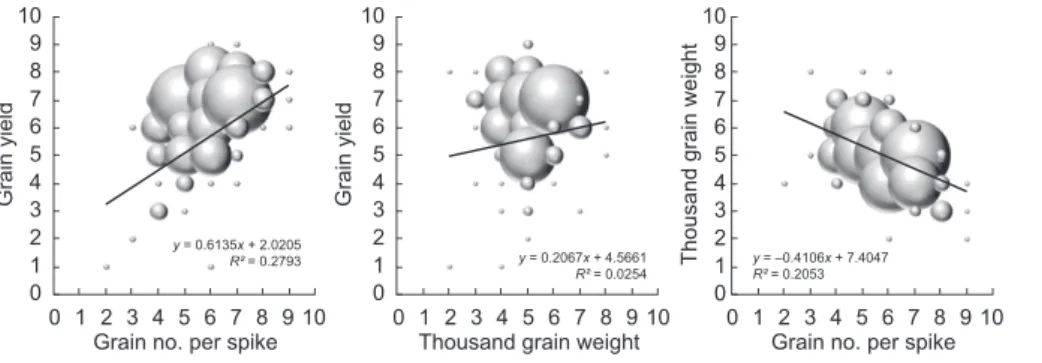 Fig. 1 Yield components in wheat. Each component is quantified as a score from 0 to 9.