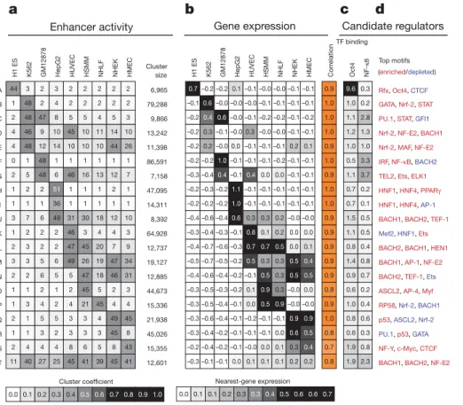 Figure 3 | Correlations in activity patterns link enhancers to gene targets and upstream regulators