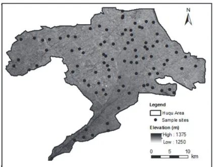 Fig. 5 Locations of the 94 soil samples analyzed in the present study 