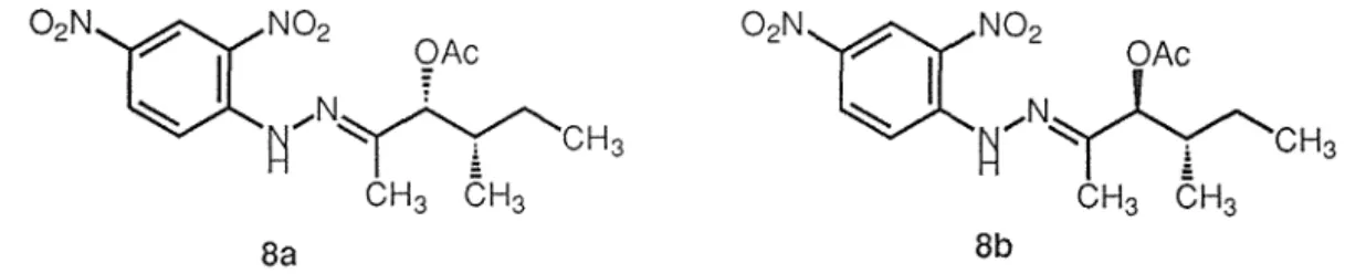 Fig. 2.5.  Structures of 2,4-dinitrophenylhydrazone of 3-acetoxy-4-methyl-2-hexanone  (Sa  and Sb)