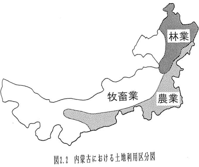 図 .i  i 内豪古における土地利用区分間