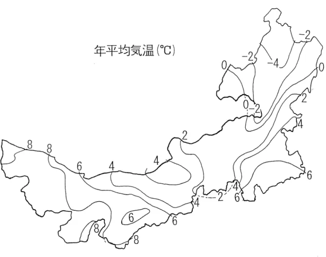 図 t l a   内安吉における年平均気温の分布