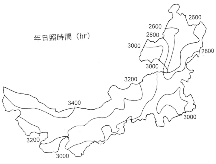 図 . 4 1  c  内家古における年日照時閣の分布