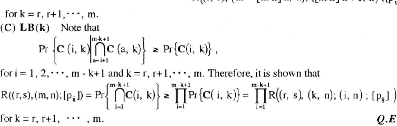 TABLE 2  T h e  u p p e r  and l o w e r  bounds f o r  r e l i a b i l i t y  o f  t h e  c i r c u l a r   connected-(2,  2)-out-of-(m,  n):F  l a t t i c e  system 