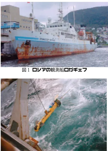 図 2 深海曳航型サイドスキャンソナーの投入