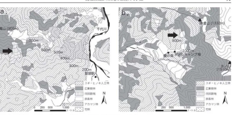 図 2 . 篭山の調査時の状況.