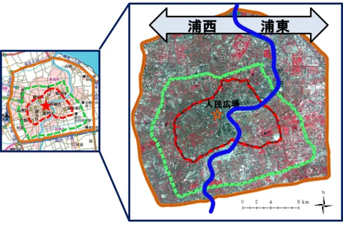 図 4-5  緑被地解析の対象地域 