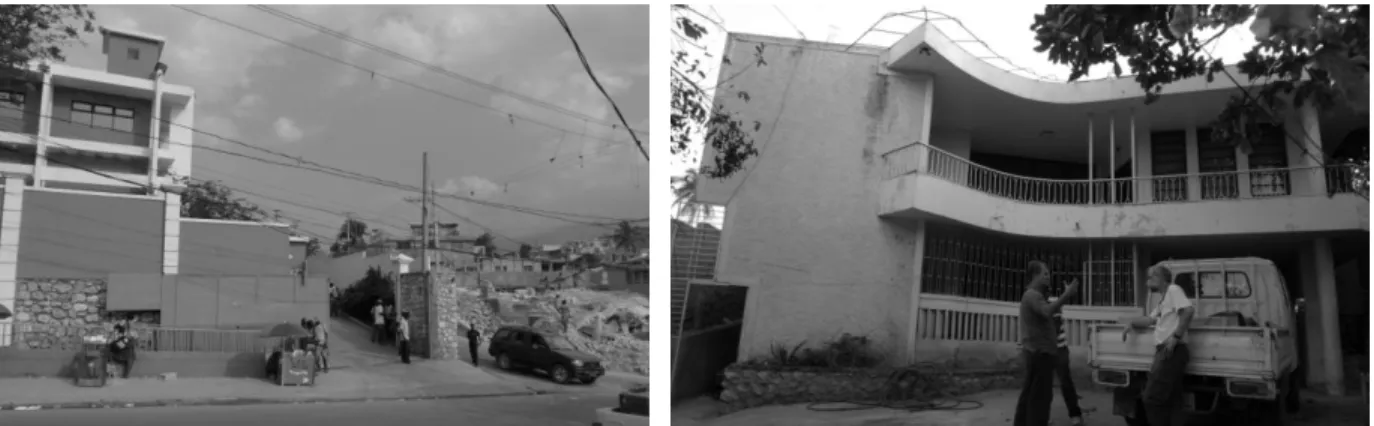 Figure 2a (left) A good-quality commercial structure in which MMI V-VI is estimated based on an  eyewitness interview; 2b (right) a private home, masonry C construction, for which MMI VI is estimated