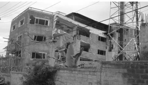Figure 4.  Damage to recently built commercial building approximately 0.5 kilometer west of  HVCV