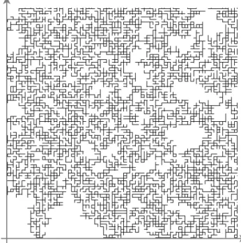 Figure 1: A section of the unique infinite cluster for supercritical percolation on Z 2 + with parameter p = 0.52.