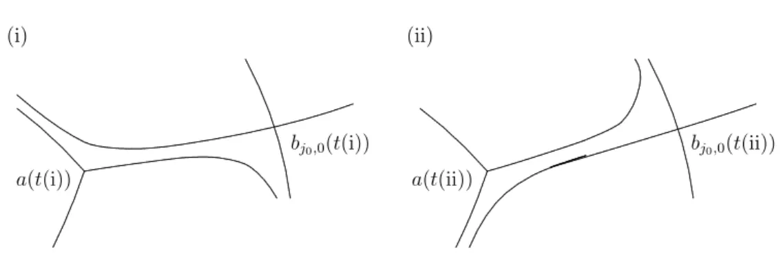 Figure 3.3: Stokes geometry of (SL J ) m for (i) t = t(i), and (ii) t = t(ii).