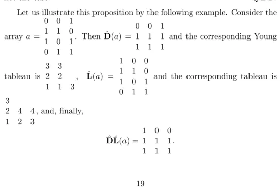 tableau is 3 322 1 1 3 , L(a) =ˆ 1 0 0110101 0 1 1